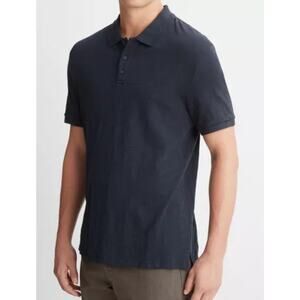 Vince Polo Shirt Men Black 100% Cotton Black Collared Size M A001928